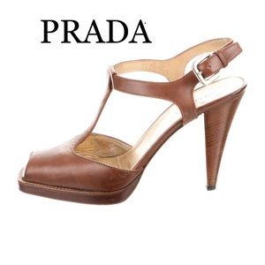 Prada T Strap Peep Toe Heels